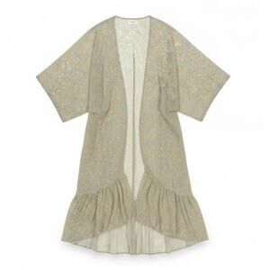 PEACH LOVE CALIFORNIA Kimono BEIGE PAISLEY Semi-Sheer Size LARGE